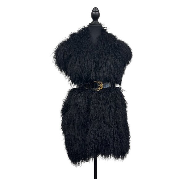 Lindzon Mongolian Lamb Black Lined Vest – Rockstar Luxury - Picture 8 of 11